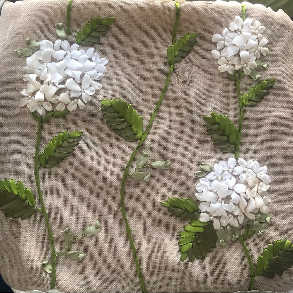 Embroidered Ribbon Lace Throw Pillow Case